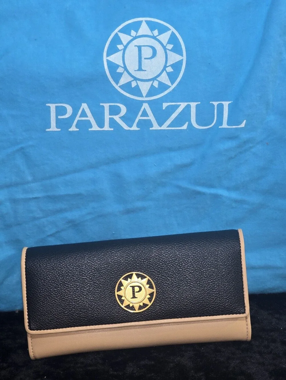 NWT Parazul Black & Tan Long Wallet Organizer Clutch